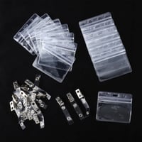 Yoosso Set 100 bucăți suport pentru legitimații cu clips, transparent, orizontal, 9 x 8,5 cm, port-card cu clips pentru ecusoane 2
