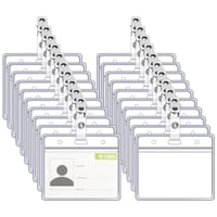 Yoosso Set 100 bucăți suport pentru legitimații cu clips, transparent, orizontal, 9 x 8,5 cm, port-card cu clips pentru ecusoane 1