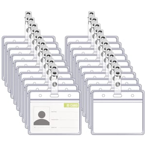 Yoosso Set 100 bucăți suport pentru legitimații cu clips, transparent, orizontal, 9 x 8,5 cm, port-card cu clips pentru ecusoane
