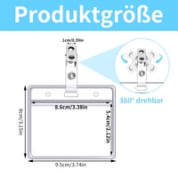 Yoosso Set 100 bucăți suport pentru legitimații cu clips, transparent, orizontal, 9 x 8,5 cm, port-card cu clips pentru ecusoane 4