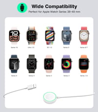 Yootech Mágneses Töltőállomás Apple Watch-hoz, Vezeték Nélküli Töltőpad Series 11/10/9/8/7/6/5/4/3/SE/Ultra Kompatibilis - Fehér 2