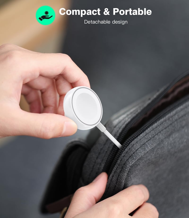 Yootech Mágneses Töltőállomás Apple Watch-hoz, Vezeték Nélküli Töltőpad Series 11/10/9/8/7/6/5/4/3/SE/Ultra Kompatibilis - Fehér