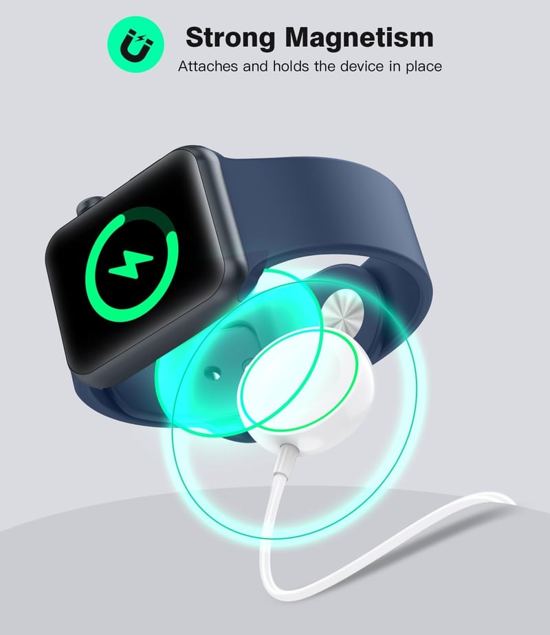 Yootech Mágneses Töltőállomás Apple Watch-hoz, Vezeték Nélküli Töltőpad Series 11/10/9/8/7/6/5/4/3/SE/Ultra Kompatibilis - Fehér