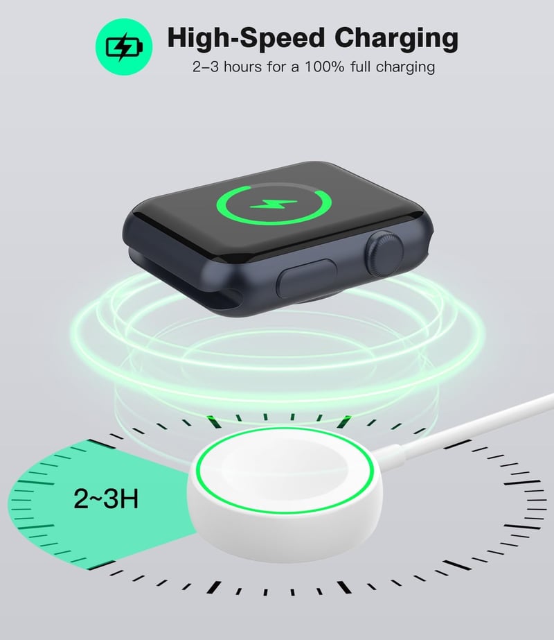 Yootech Mágneses Töltőállomás Apple Watch-hoz, Vezeték Nélküli Töltőpad Series 11/10/9/8/7/6/5/4/3/SE/Ultra Kompatibilis - Fehér