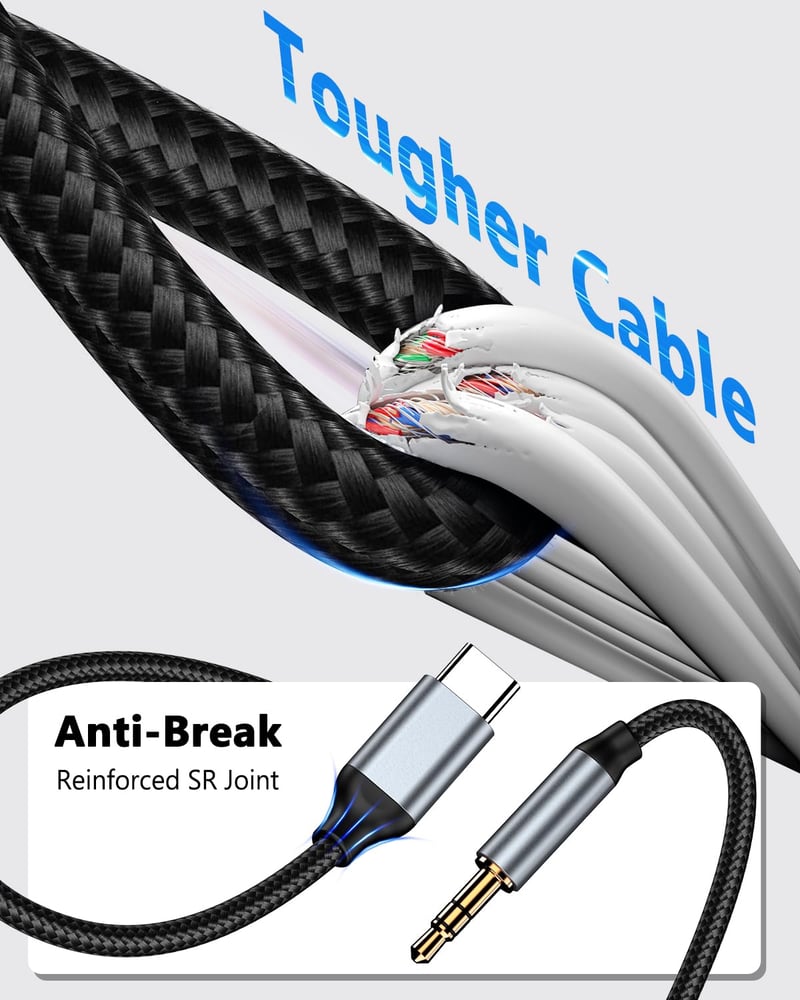 yootech USB C - 3.5mm Jack Kábel 1m, Type C Aux Adapter iPhone 15/16/17 Samsung Galaxy S23/S22 Huawei Fejhallgató Hangszóró Autórádió