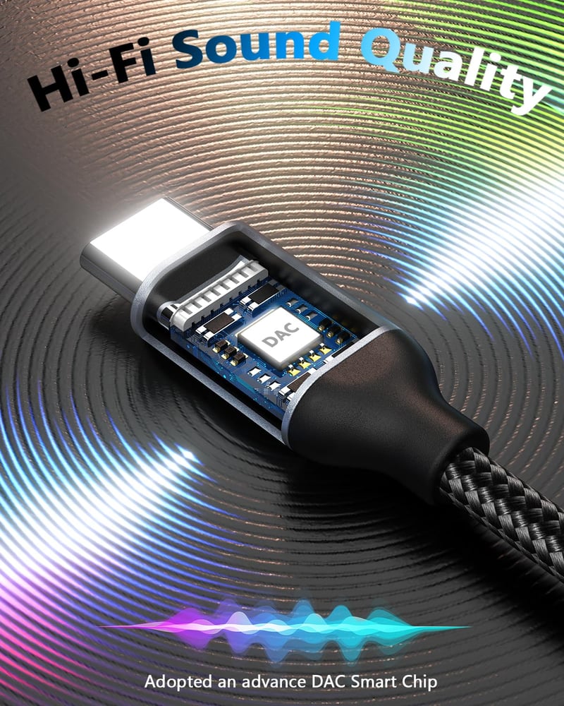 yootech USB C - 3.5mm Jack Kábel 1m, Type C Aux Adapter iPhone 15/16/17 Samsung Galaxy S23/S22 Huawei Fejhallgató Hangszóró Autórádió
