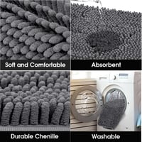 YOOTUKL Chenille Fürdőszobai Kilépő Szürke 50x80cm Csúszásmentes Mosható 4