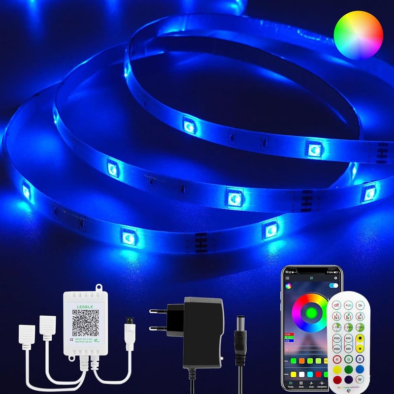 YOOULIT 12M RGB LED szalag Bluetooth vezérléssel távirányítóval