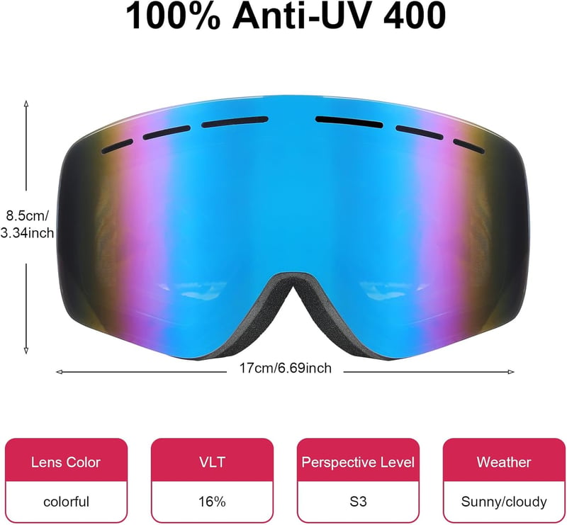 YOOXARMOR Gyerek Síszemüveg Páramentes Dupla Lencse 6-14 Év UV400 Védelem