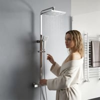 YOOZENA Zuhanysystem Termosztátos Csaptelep Esőfej Zuhanycső Tartóval Króm 7