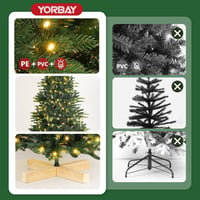 Yorbay 180 cm Nordmann Fenyő Műfenyő 350 LED Világítással - Élethű PE/PVC Karácsonyfa Fa Talppal, Természetes Megjelenésű, Kül- és Beltéri H 5