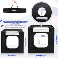 Yorbay 80x80 cm LED fénykocka fotóstúdió szett 4 háttérrel profi fénydoboz 2