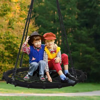 Yorbay Függőfotel Hálófotel Pókháló Függesztett Kötélekkel 200kg Terhelhetőség 100cm Fekete - diameter 100 cm, Black 7