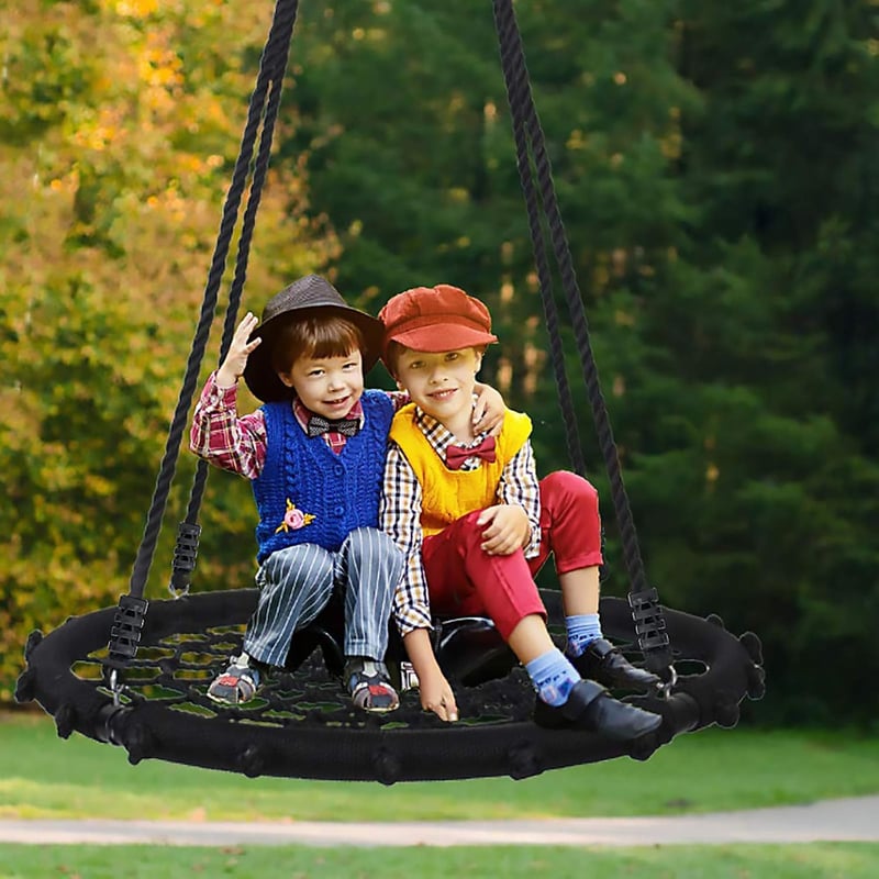 Yorbay Függőfotel Hálófotel Pókháló Függesztett Kötélekkel 200kg Terhelhetőség 100cm Fekete - diameter 100 cm, Black