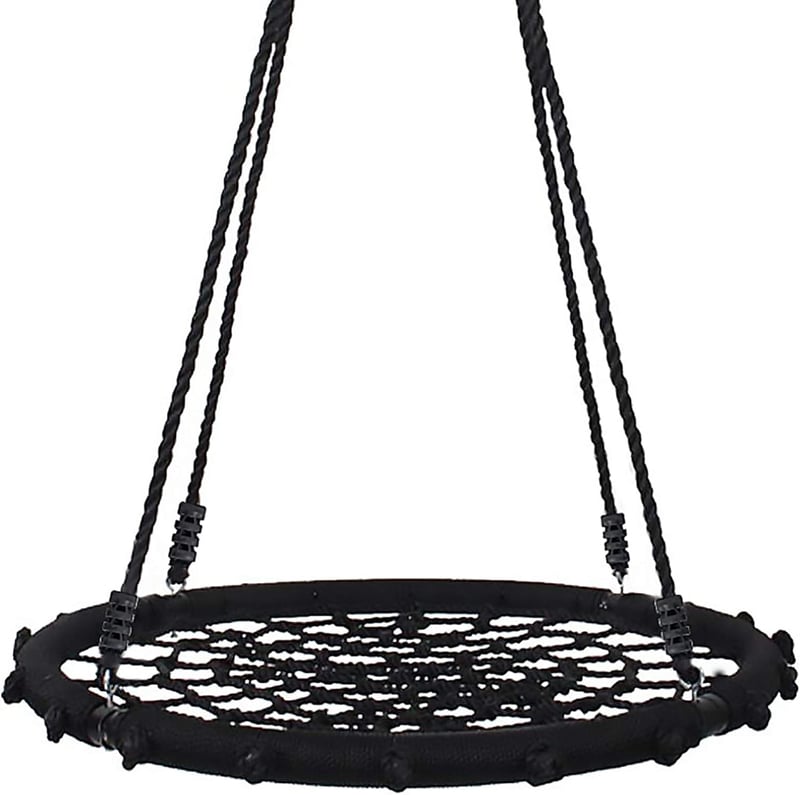 Yorbay Függőfotel Hálófotel Pókháló Függesztett Kötélekkel 200kg Terhelhetőség 100cm Fekete - diameter 100 cm, Black