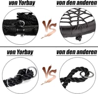 Yorbay Függőfotel Hálófotel Pókháló Függesztett Kötélekkel 200kg Terhelhetőség 100cm Fekete - diameter 100 cm, Black 6