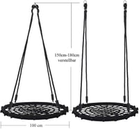 Yorbay Függőfotel Hálófotel Pókháló Függesztett Kötélekkel 200kg Terhelhetőség 100cm Fekete - diameter 100 cm, Black 2