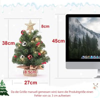 Yorbay Mini Karácsonyfa 38 cm - 20 Meleg Fehér LED-del, 8 Világítási Móddal, Távirányítóval, Csillag Csúcsdísszel, Elemes Működés, Újrahaszn 5