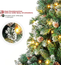 Yorbay Műfenyő 150 cm - LED Világítással, Havas Díszítéssel és Valódi Tobozokkal - Stabil Állvánnyal, 554 Ággal, PVC Karácsonyfa 3
