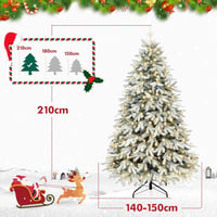 Yorbay Műfenyő 210 cm - Beépített 370 LED Meleg Fehér Világítással, Hópehelydíszítéssel, PE és PVC Anyagból, Könnyen Összeállítható Karácson 3