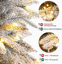 Yorbay Műfenyő 210 cm - Beépített 370 LED Meleg Fehér Világítással, Hópehelydíszítéssel, PE és PVC Anyagból, Könnyen Összeállítható Karácson 4