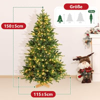 Yorbay Nordmann Fenyő Műkarácsonyfa 150 cm - LED Világítással, Fa Állvánnyal, PE és PVC Anyagból, Természetes Megjelenésű, Újrafelhasználhat 2