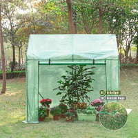 Yorbay Paradicsom Üvegház Zöld 200x140x200cm Hálós Fóliával és Ablakkal 2