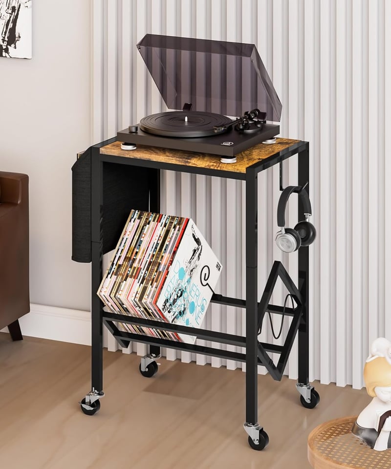 Yorbay Vinyl Lemez Tárolóállvány 200 Albumhoz, Fém Polc Fekete