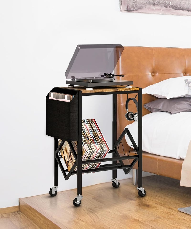 Yorbay Vinyl Lemez Tárolóállvány 200 Albumhoz, Fém Polc Fekete