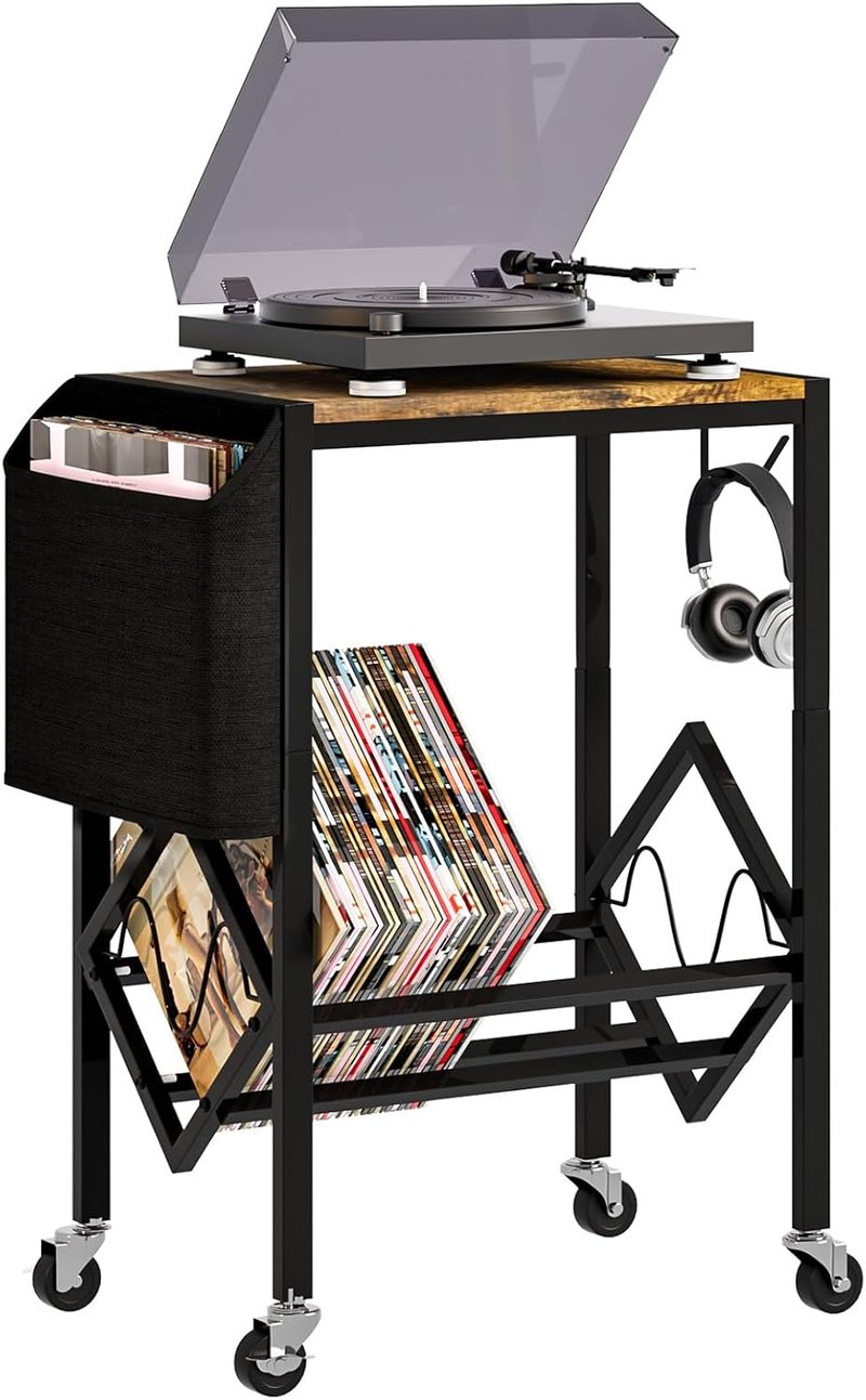 Yorbay Vinyl Lemez Tárolóállvány 200 Albumhoz, Fém Polc Fekete