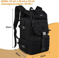 Rucsac tactic militar YOREPEK 50L, impermeabil, pentru drumeții, camping, călătorii, supraviețuire, stil forțele armate germane, pentru bărbați 2
