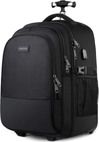 YOREPEK gurulós utazási hátizsák 17"-os laptoptartóval, USB-töltőporttal - fekete 1