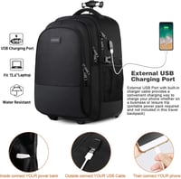 YOREPEK gurulós utazási hátizsák 17"-os laptoptartóval, USB-töltőporttal - fekete 4
