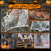 YORFULL Halloween pókháló 200g, 30 műanyag pókkal, beltéri-kültéri dekoráció 7