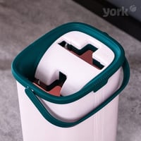 Súprava na vytieranie York s vedrom, plochý mop z mikrovlákna s funkciou žmýkania na mokré aj suché použitie, vhodný na laminátové podlahy a dlažbu 6
