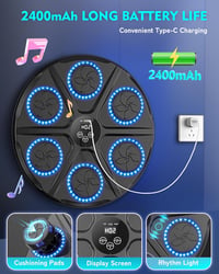Yorraka Zenés Boxzsák LED Kijelzővel, Bluetooth, 12 Sebességfokozat és Számláló Mód - Black, Classic 6