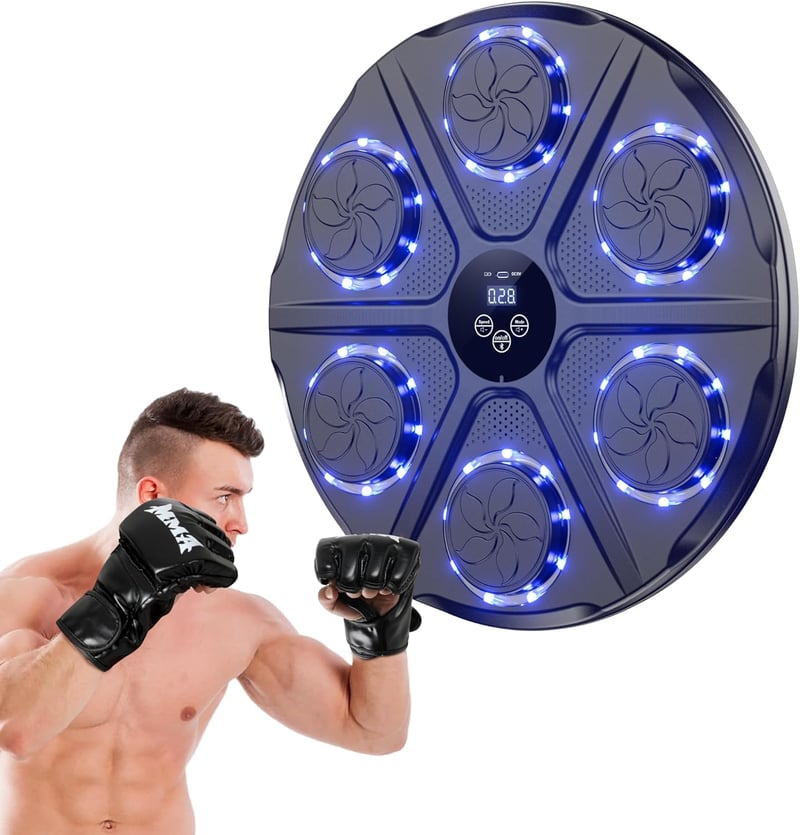Yorraka Zenés Boxzsák LED Kijelzővel, Bluetooth, 12 Sebességfokozat és Számláló Mód - Black, Classic