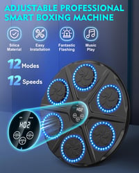 Yorraka Zenés Boxzsák LED Kijelzővel, Bluetooth, 12 Sebességfokozat és Számláló Mód - Black, Classic 4