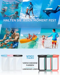 YOSH Vodotesné puzdro na telefón 6,8" – kompatibilné s iPhone, Samsung, Xiaomi (2 ks, čierne) 6