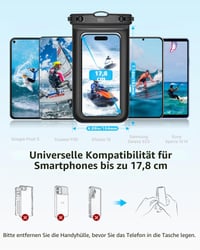 YOSH Vodotesné puzdro na telefón 6,8" – kompatibilné s iPhone, Samsung, Xiaomi (2 ks, čierne) 5