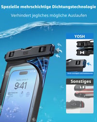 YOSH Vodotesné puzdro na telefón 6,8" – kompatibilné s iPhone, Samsung, Xiaomi (2 ks, čierne) 4