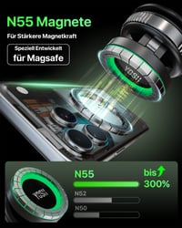 YOSH MagSafe držiak do auta s funkciou nabíjania, vákuovou prísavkou a magnetmi N55, 15W rýchlonabíjanie, pre iPhone 17-12, Samsung a Pixel, čierny 8