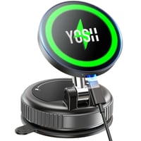 YOSH MagSafe držiak do auta s funkciou nabíjania, vákuovou prísavkou a magnetmi N55, 15W rýchlonabíjanie, pre iPhone 17-12, Samsung a Pixel, čierny 1