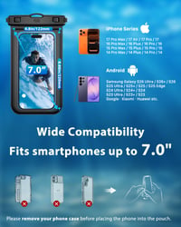 YOSH Vodotesné puzdro na telefón IPX8 čierne, univerzálne podvodné puzdro na mobilný telefón pre iPhone 17 16 15 14 Samsung S25 S24 Xiaomi Huawei Google Pixel 7