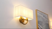Nástenná lampa Yosoan E27 s bielym textilným tienidlom, antik kov - 1 ks 2