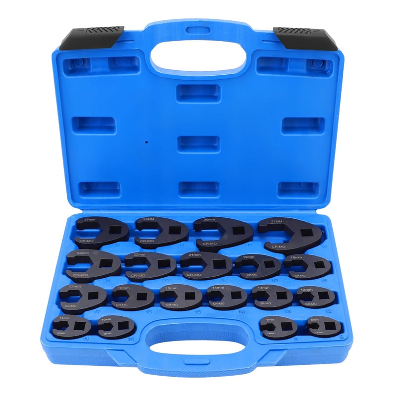 Yosoo Health Gear 19-dielna súprava otvoreného nástrčného kľúča (crowfoot), sada kľúčov z CR-MO ocele s 1/2" a 3/8" štvorhranným pohonom, 8-32 mm, v prenosnom kufríku