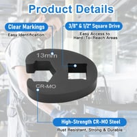 Yosoo Health Gear 19-dielna súprava otvoreného nástrčného kľúča (crowfoot), sada kľúčov z CR-MO ocele s 1/2" a 3/8" štvorhranným pohonom, 8-32 mm, v prenosnom kufríku 4