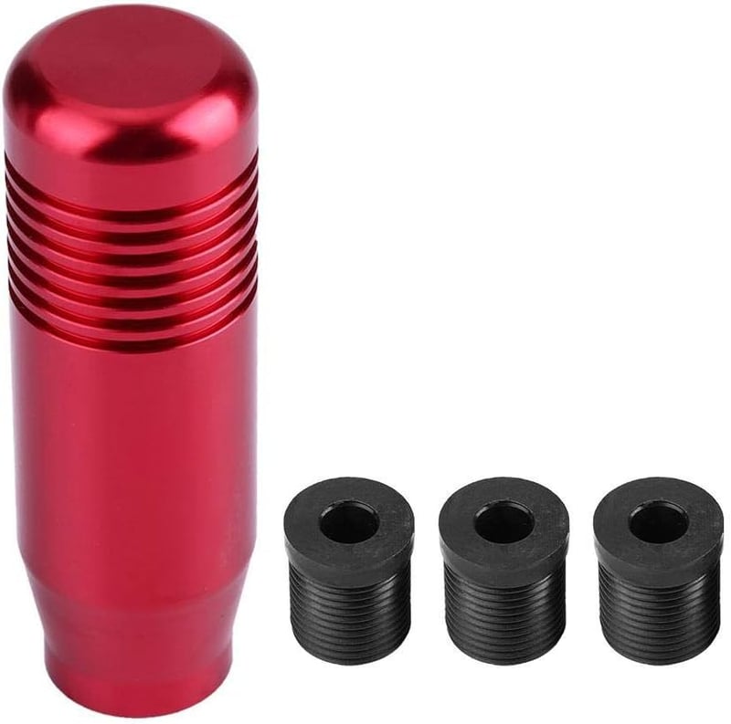 Yosoo Health Gear Buton Schimbător Viteze din Aluminiu pentru Cutie Manuală - 8,5 cm Manetă Schimbător Ergonomică, Culoare Roșie, cu 3 Adaptoare, Instalare Ușoară