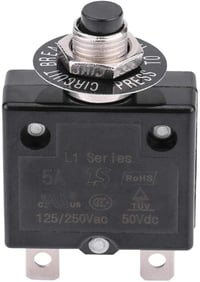 Yosoo Health Gear Hőkioldós Áramköri Megszakító 10A - Nyomógombos Visszaállítás, 125-250V AC/50V DC, Túláramvédelem, Panelre Szerelhető 1
