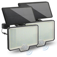 Lampă solară de exterior Yosoo Health Gear cu 294 LED-uri și senzor de mișcare, lampă de perete impermeabilă IP65 cu baterie de 1800 mAh, 4 moduri de operare, cablu de 5 m, iluminare la 120° 1